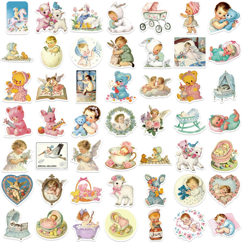 50pcs Vintage Baby Stickers Cu - Baby Nursery Vintage Decor 评论和价格