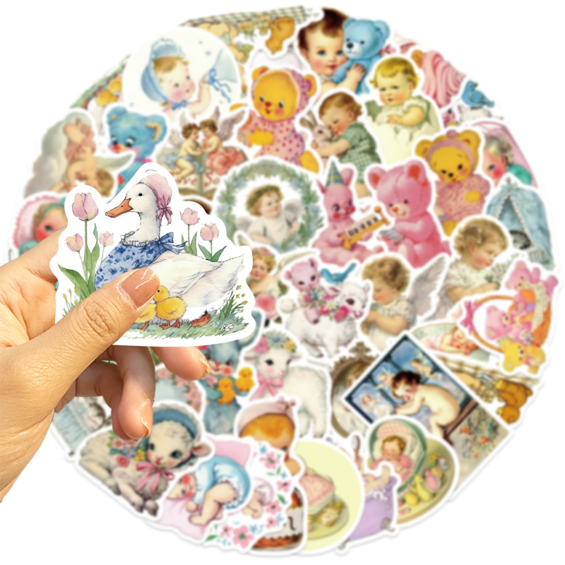 50pcs Vintage Baby Stickers Cu - Baby Nursery Vintage Decor 评论和价格