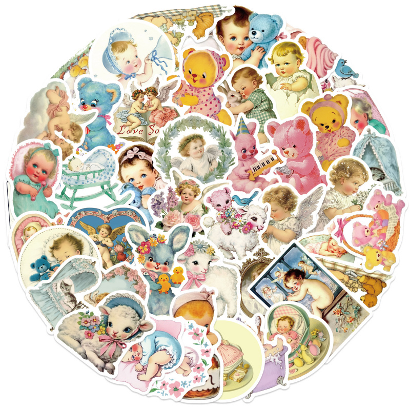 50pcs Vintage Baby Stickers Cu - Baby Nursery Vintage Decor 评论和价格
