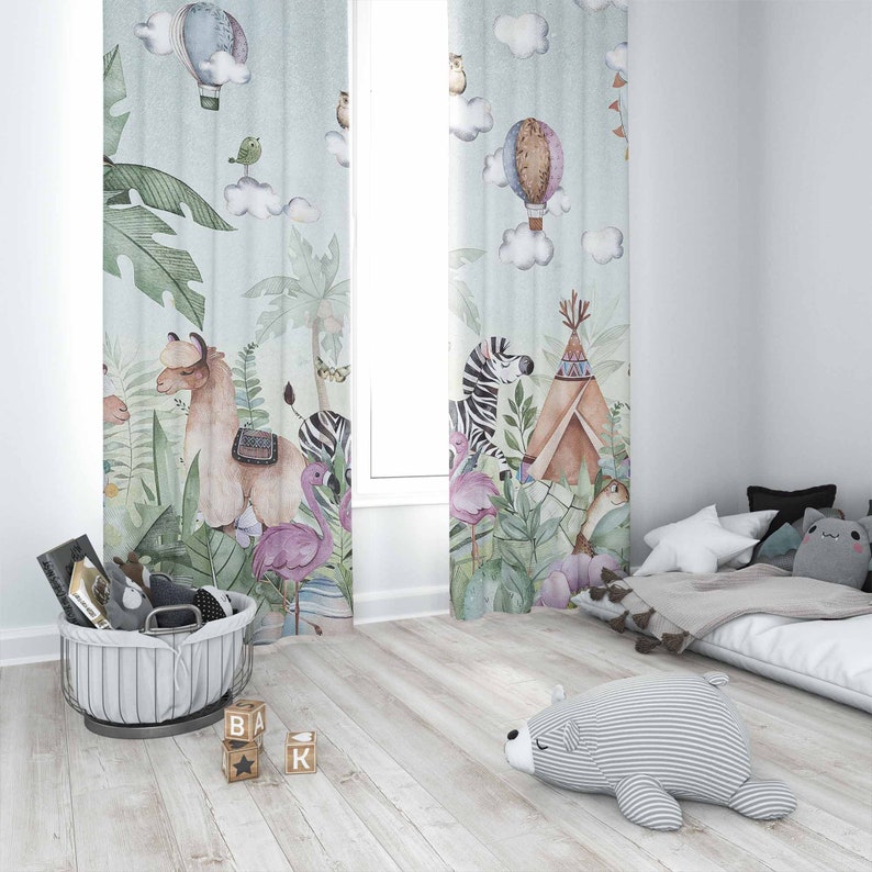 Safari Animals Party Nursery C - Baby Nursery Curtains 评论和价格