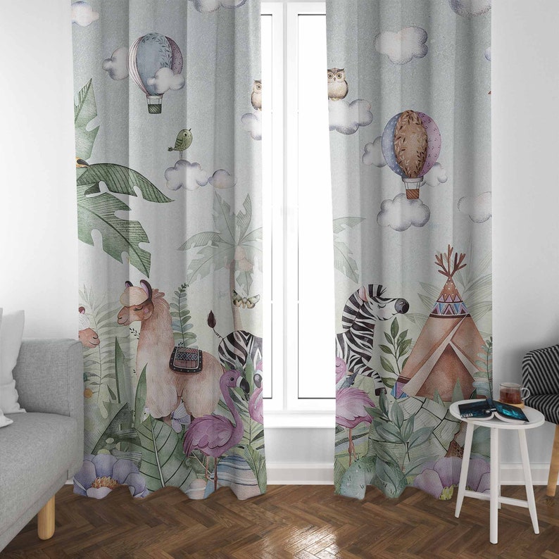 Safari Animals Party Nursery C - Baby Nursery Curtains 评论和价格