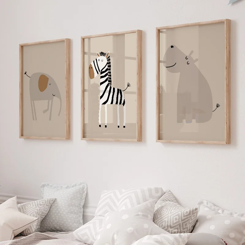 1PC Frameless Lion Tiger Eleph - Baby Nursery Jungle Animals 评论和价格