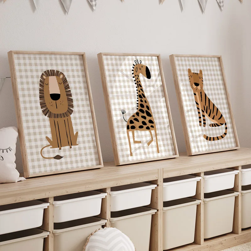 1PC Frameless Lion Tiger Eleph - Baby Nursery Jungle Animals 评论和价格