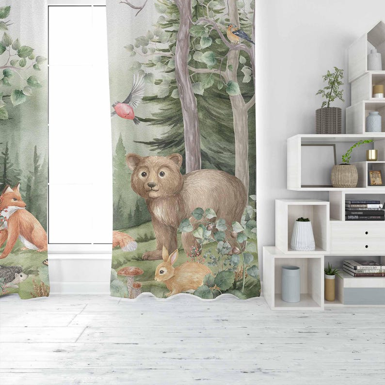 Woodland Animals Curtains Kids - Baby Nursery Curtains 评论和价格