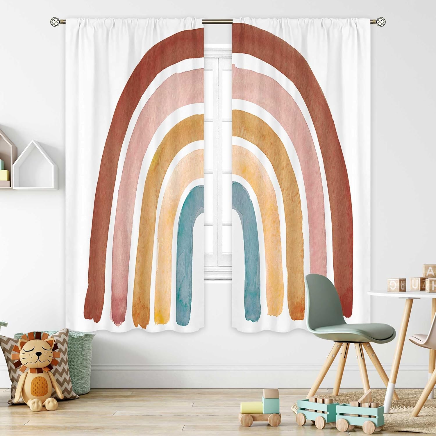 Kids Boho Rainbow Curtains for - Baby Nursery Vintage Decor 评论和价格