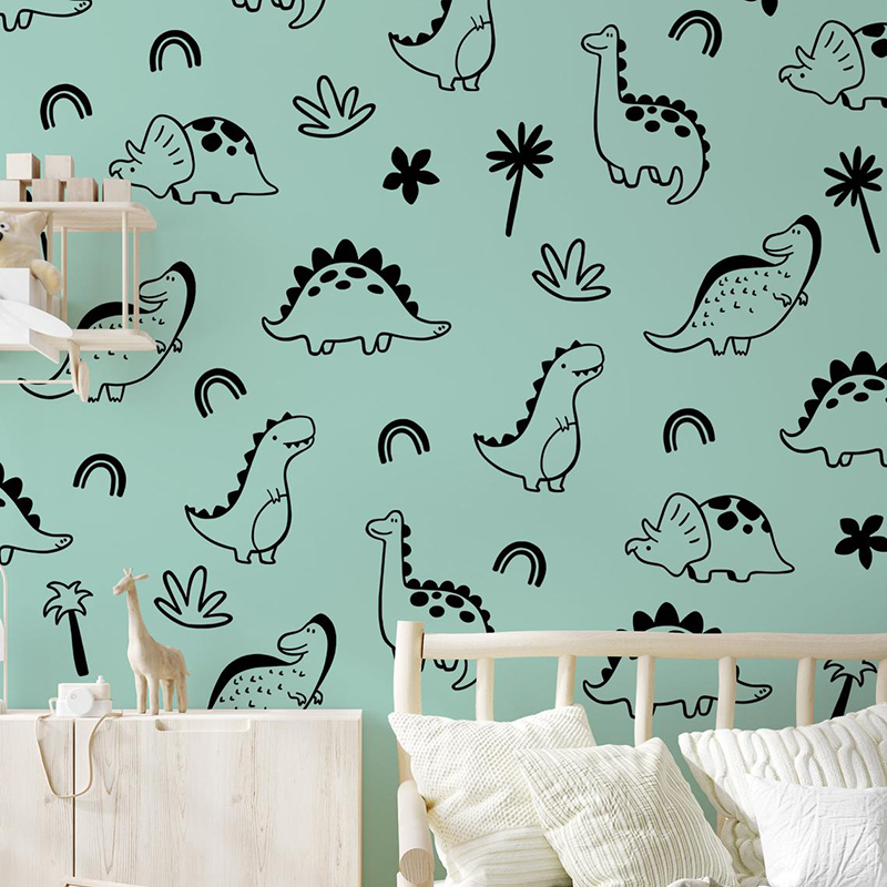 Geometric Dinosaur Tree Rainbo - Baby Nursery Jungle Animals 评论和价格