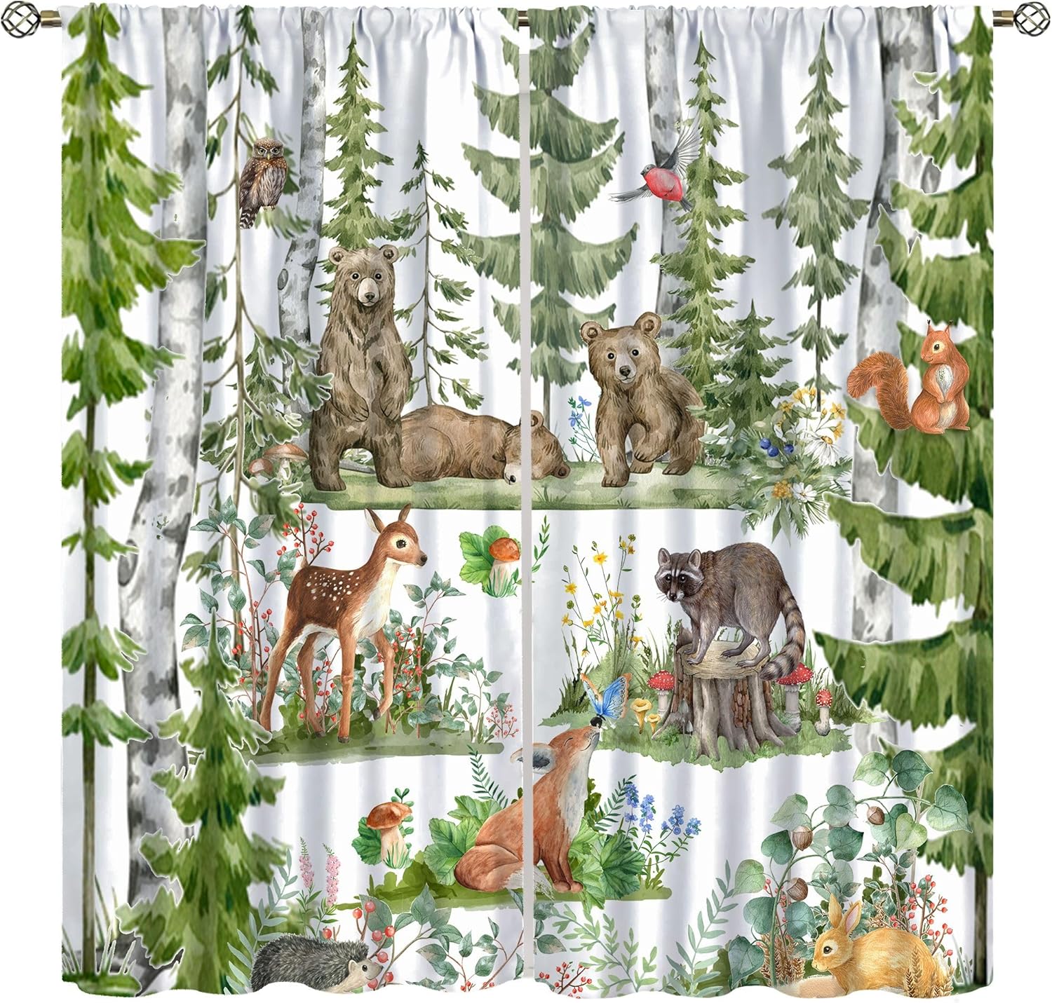 Forest Animal Curtains for Kid - Baby Nursery Curtains 评论和价格