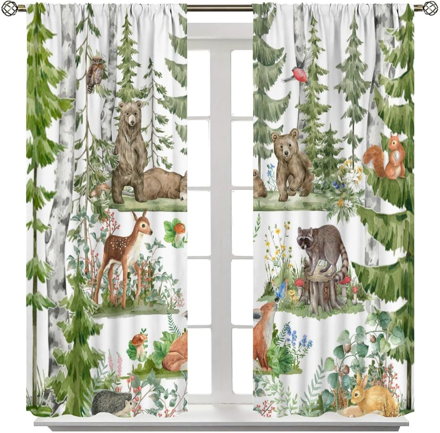 Forest Animal Curtains for Kid - Baby Nursery Curtains 评论和价格
