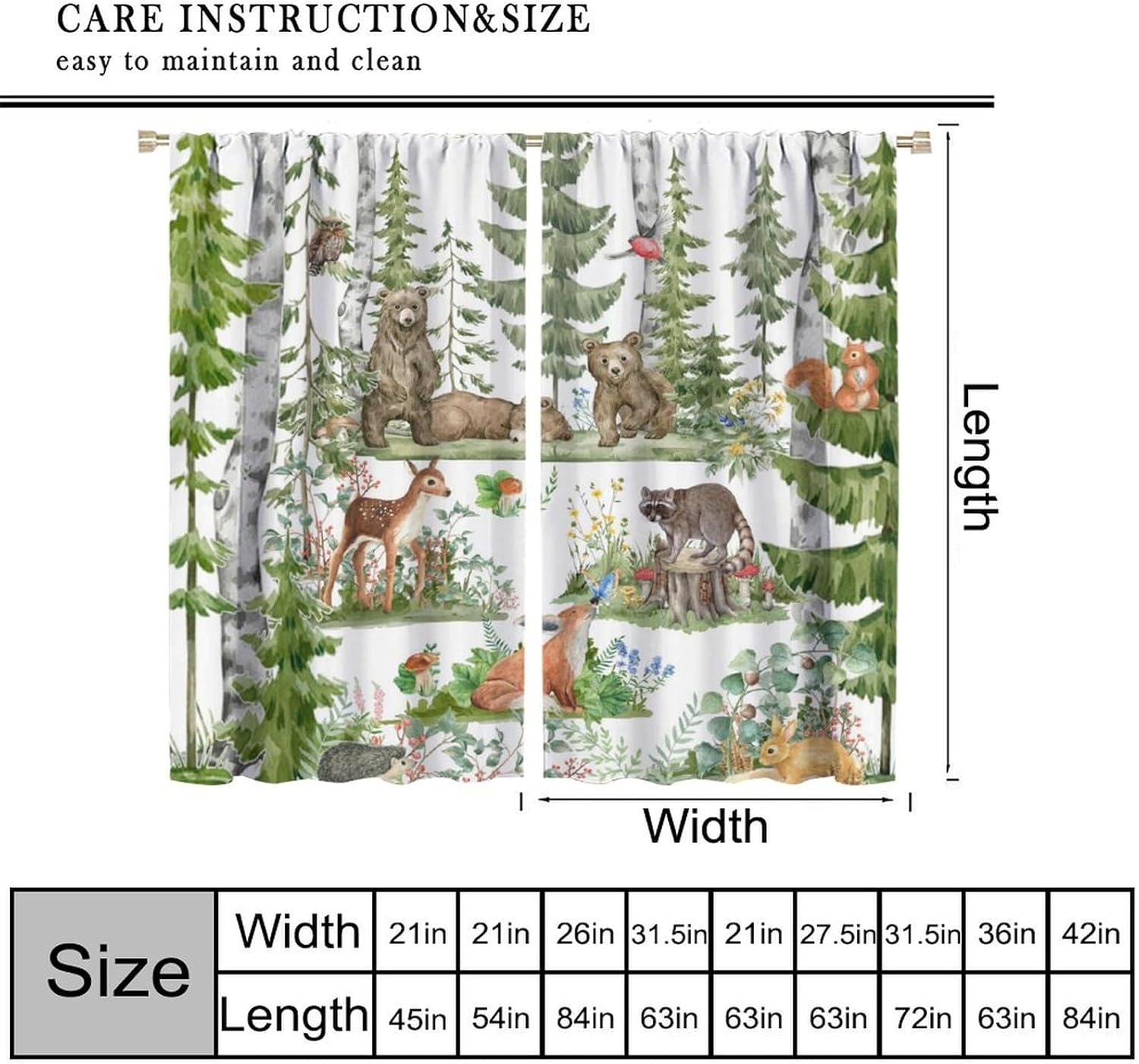 Forest Animal Curtains for Kid - Baby Nursery Curtains 评论和价格