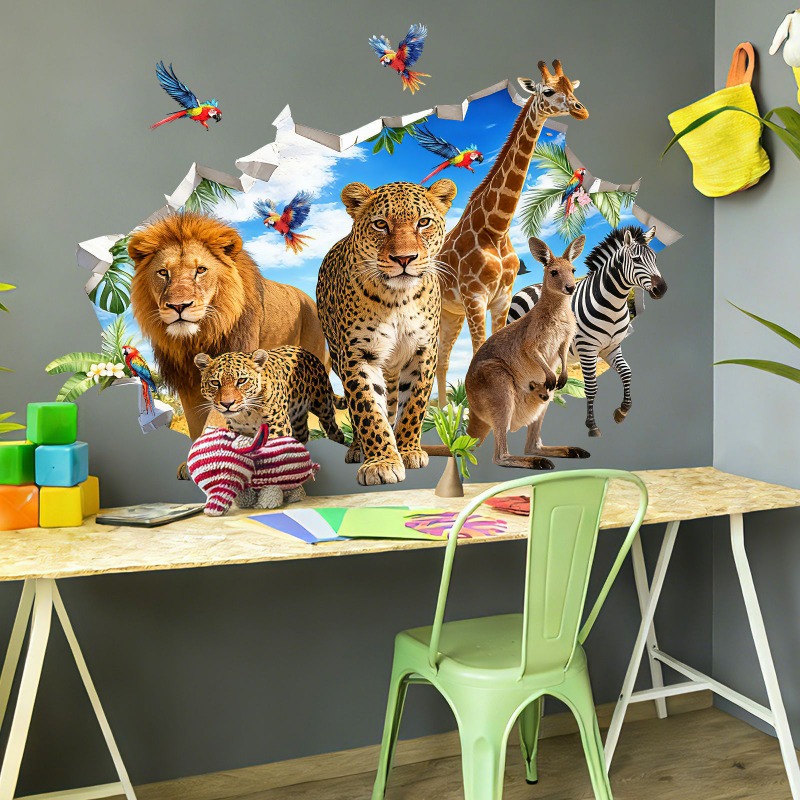 Large Jungle Animal Tropical L - Baby Nursery Jungle Animals 评论和价格