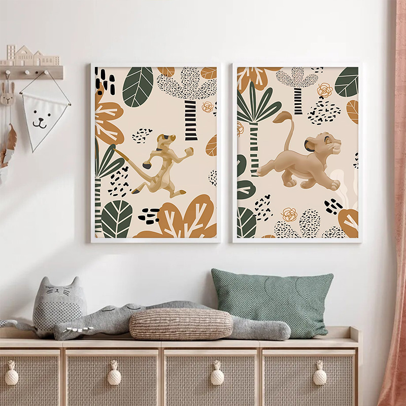 Kid Lion King Boho Posters and - Baby Nursery Images 评论和价格