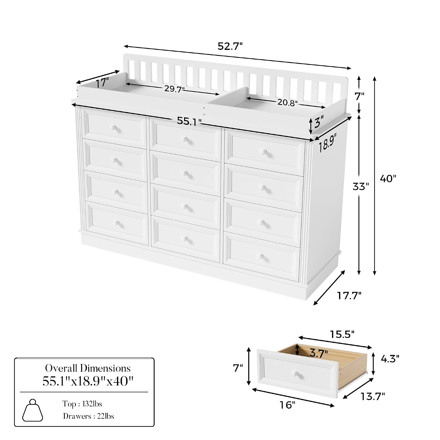 Baby Changing Table Dresser, 1 - Baby Nursery Drawers 评论和价格