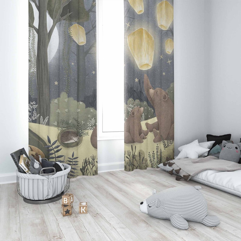 Woodland Nursery Curtains Anim - Baby Nursery Curtains 评论和价格