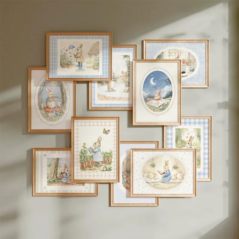 Vintage Boho Blue Plaid Rabbit - Baby Nursery Vintage Decor 评论和价格