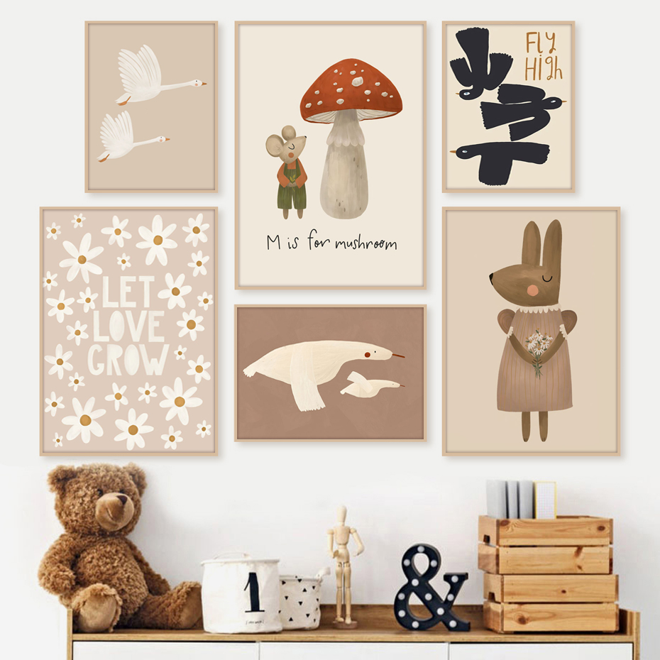 Boho Cartoon Rabbit Mouse Goos - Baby Nursery Images 评论和价格