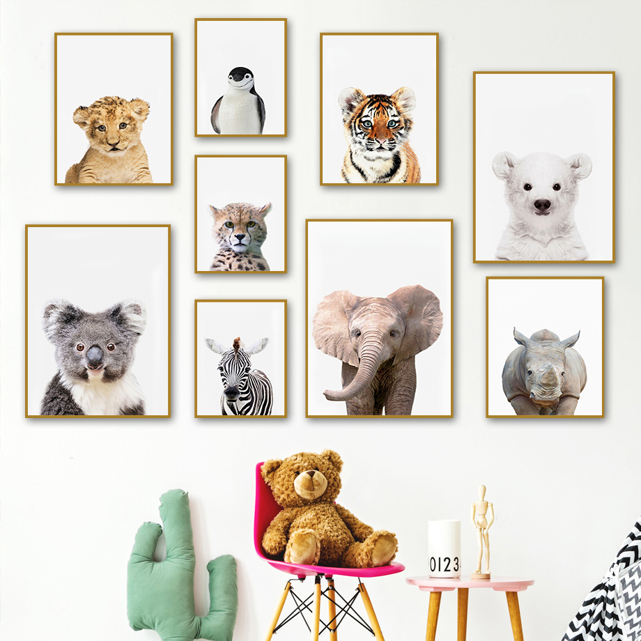 1pc frameless Canvas Painting  - Baby Nursery Jungle Animals 评论和价格
