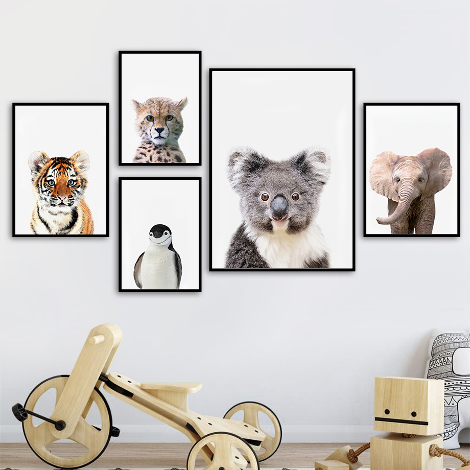 1pc frameless Canvas Painting  - Baby Nursery Jungle Animals 评论和价格