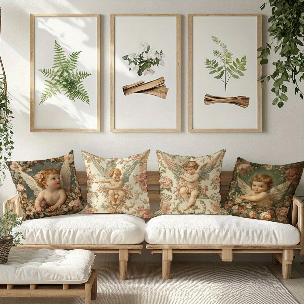 Printed Angel Floral Pillow Co - Baby Nursery Vintage Decor 评论和价格