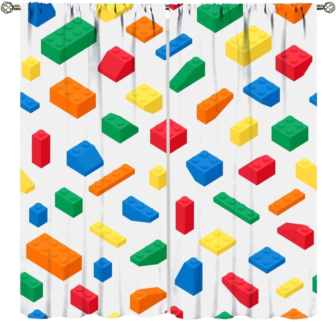 Kids Building Blocks Curtains, - Baby Nursery Curtains 评论和价格
