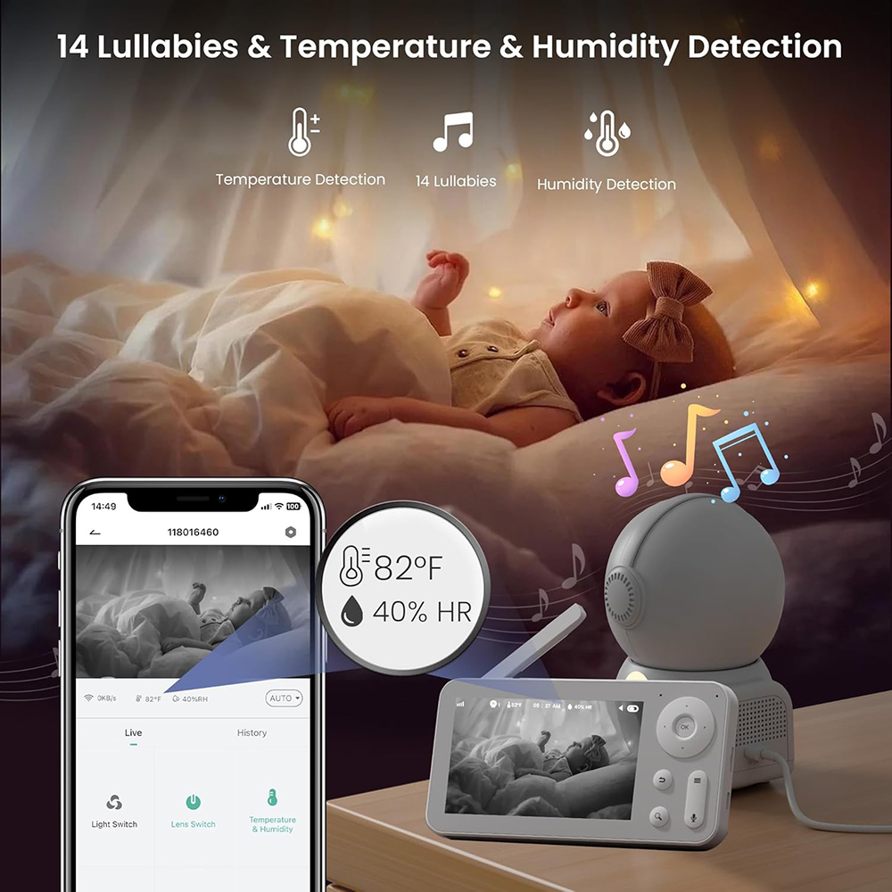 2K Baby Monitor with 2 Cameras - Wearable Baby Monitor 评论和价格