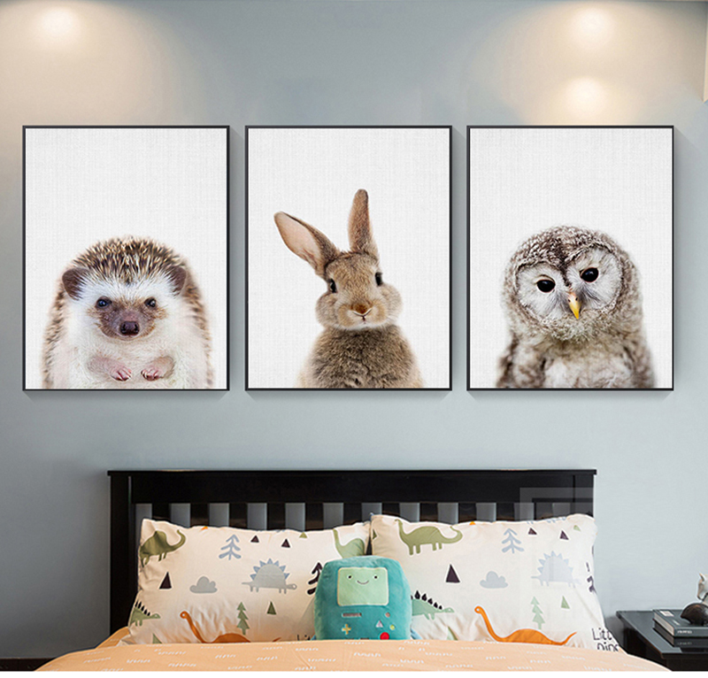 Giraffe Bunny Elephant Canvas  - Baby Nursery Giraffe 评论和价格