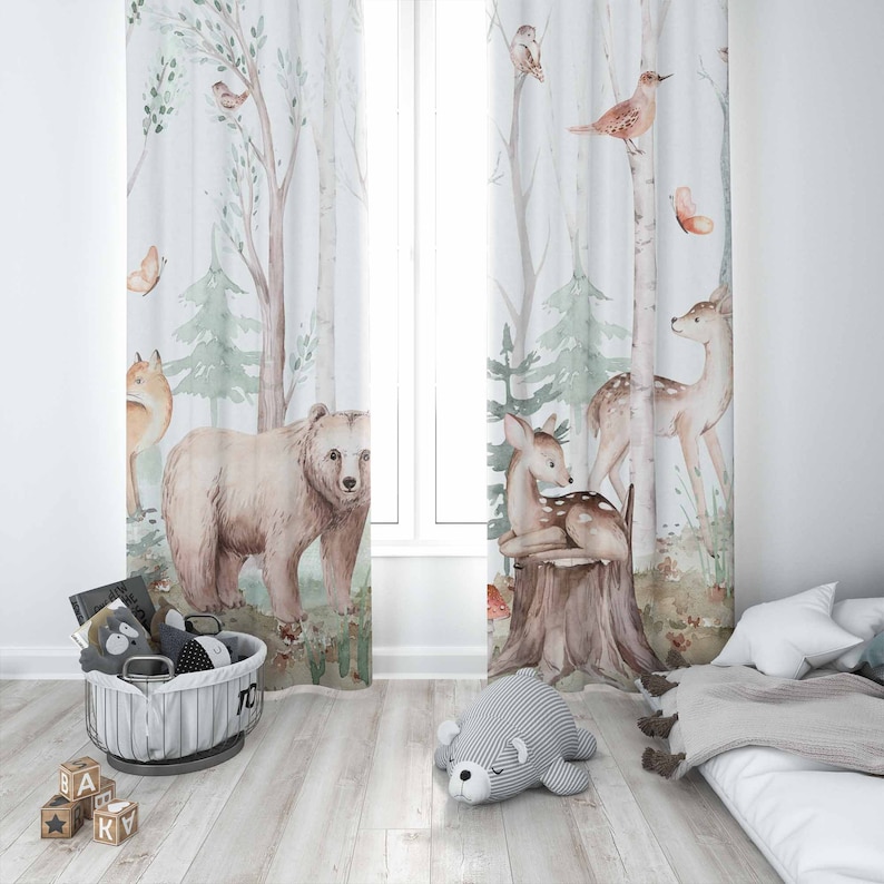 Forest Animals Curtains Kids N - Baby Nursery Curtains 评论和价格