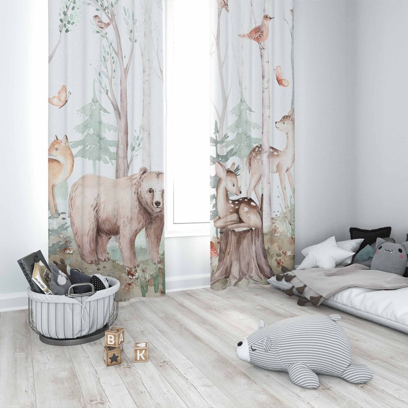 Forest Animals Curtains Kids N - Baby Nursery Curtains 评论和价格