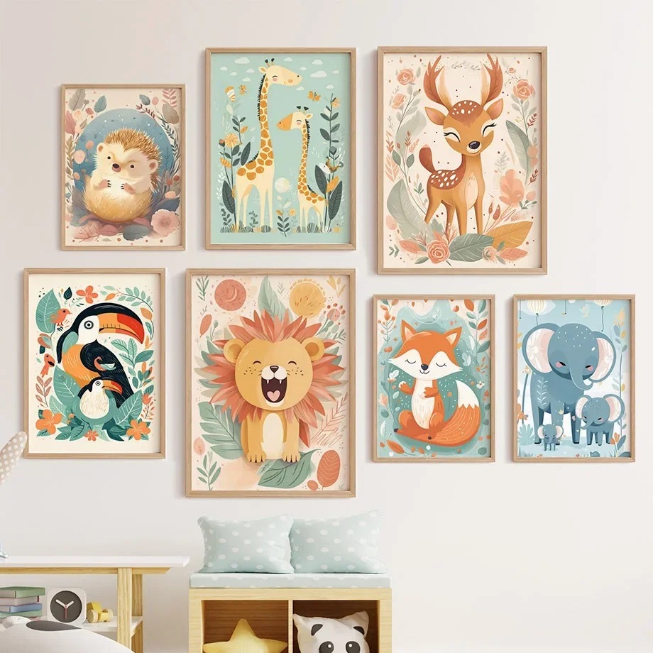 Lion Deer Giraffe Toucan Fox H - Baby Nursery Giraffe 评论和价格