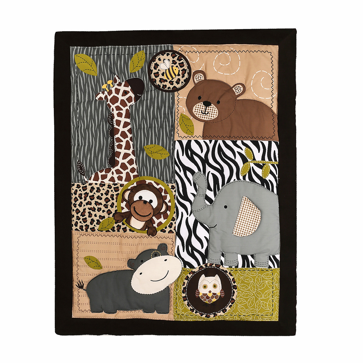 3Pcs Embroidered Newborn Baby  - Baby Nursery Jungle Animals 评论和价格