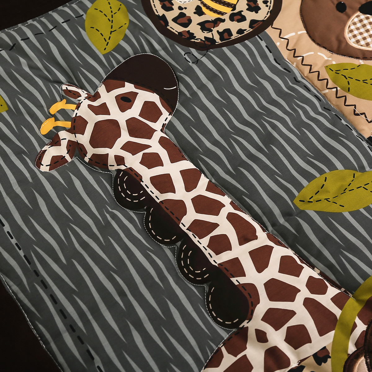 3Pcs Embroidered Newborn Baby  - Baby Nursery Jungle Animals 评论和价格